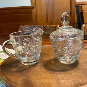 Crystal Embossed Sugar Bowl & Creamer Set